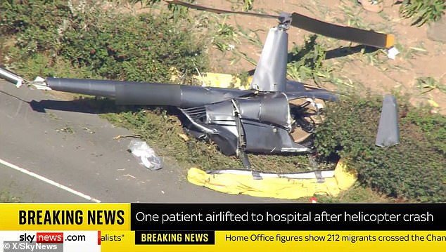 Three people have died in a helicopter crash on the Isle of Wight this morning (pictured)