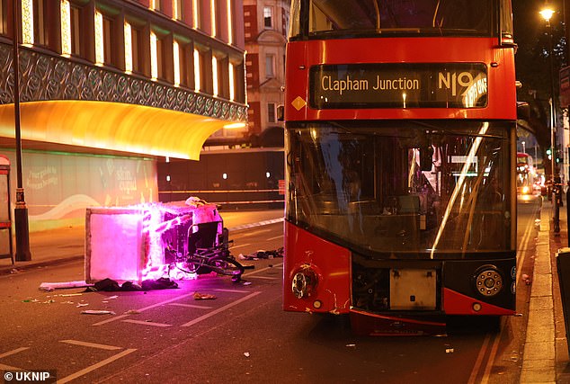 Three people have been rushed to hospital following a 'rickshaw and bus crash' in Central London on Bank Holiday weekend. The collision occurred shortly after 1am on August 25