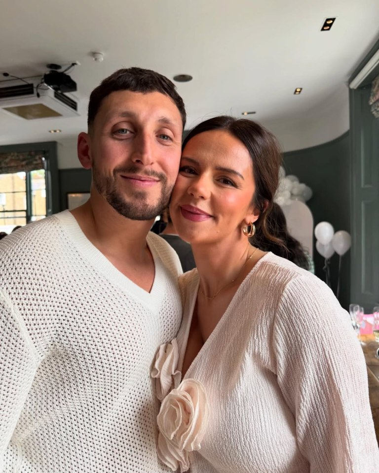 Giacomo Mancini and partner at baby shower.