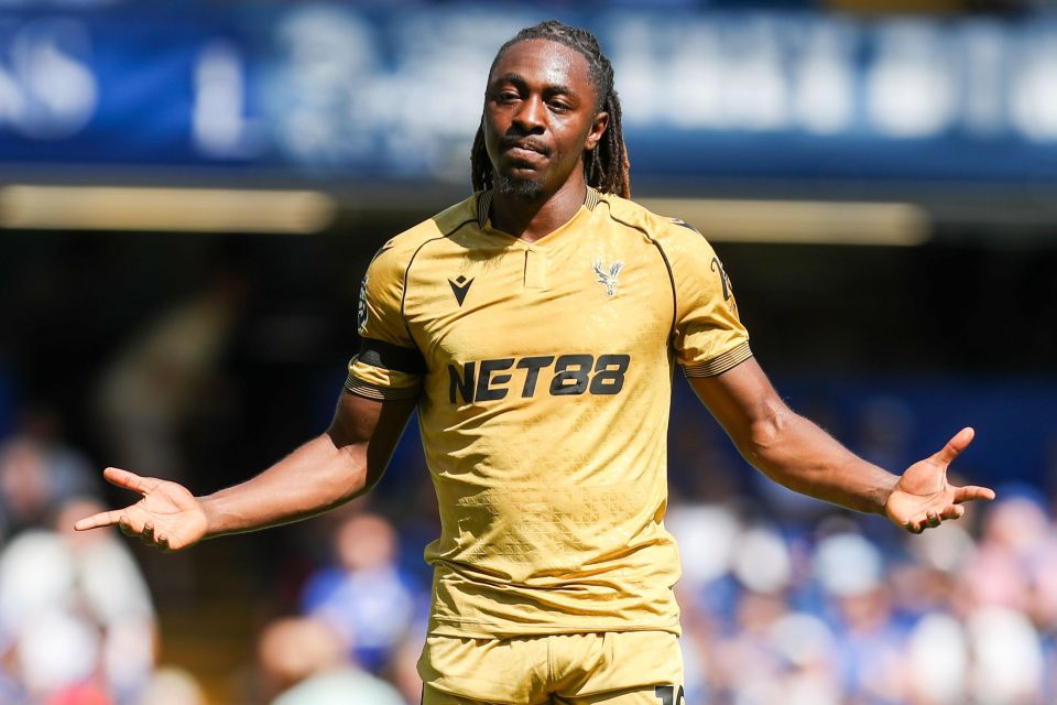 Eberechi Eze of Crystal Palace reacting after a disallowed goal.
