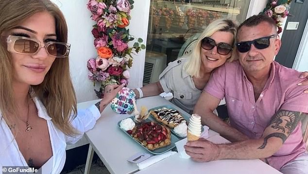 Justyna Czoska, 52, and lorry driver Wojtek Kowalkowski, 49, right and far right, who were killed. Pictured with Ms Czoska's daughter Julia who was not on board.