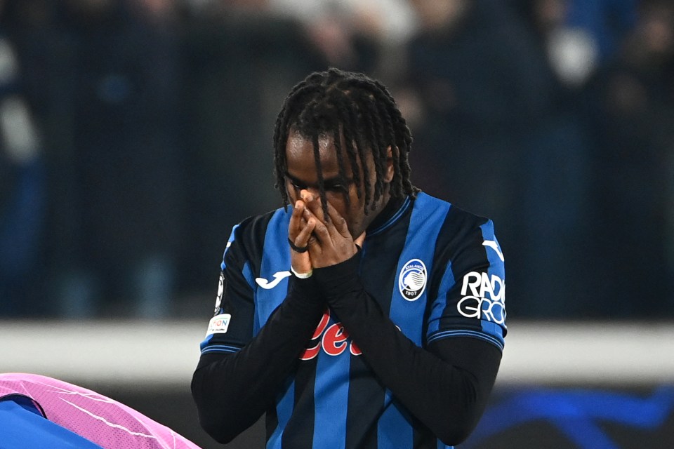 Ademola Lookman reacting at the end of a soccer match.
