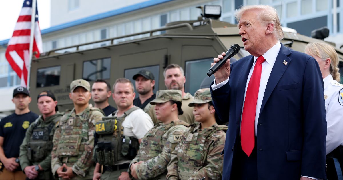 President Donald Trump speaks at the U.S. Park Police Anacostia Operations Facility in Washington, DC, on Aug. 21, 2025.