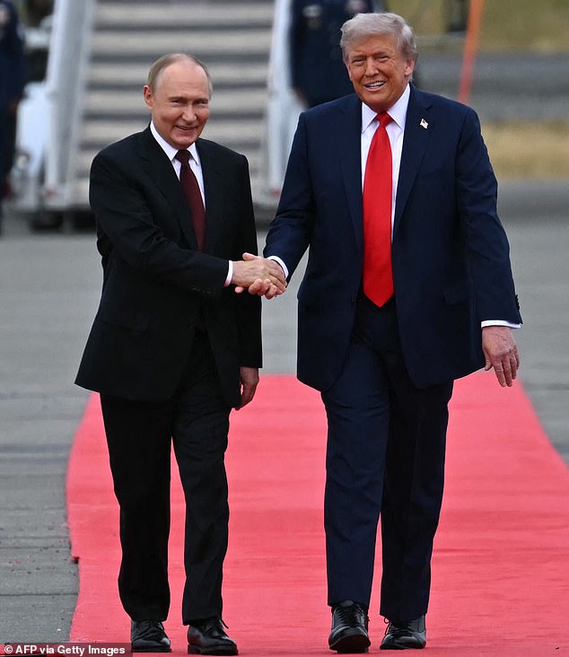 Donald Trump (pictured right) says there are plans underway for an historic meeting between Ukrainian President Volodymyr Zelensky after a phone call with Russian President Vladimir Putin (pictured left)