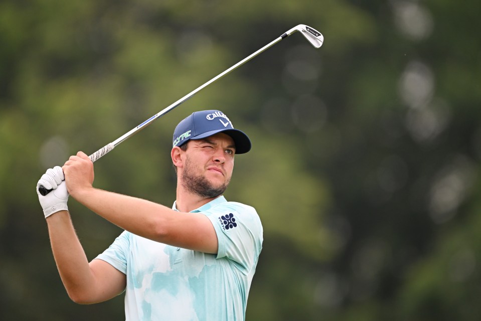 Sam Bairstow of England playing a golf shot.