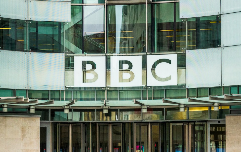 People outside the BBC Broadcasting House in London.