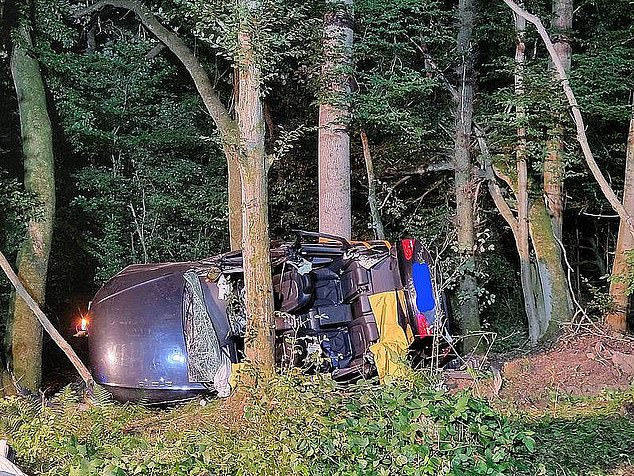 Two married couples have died after a British car crashed in Germany
