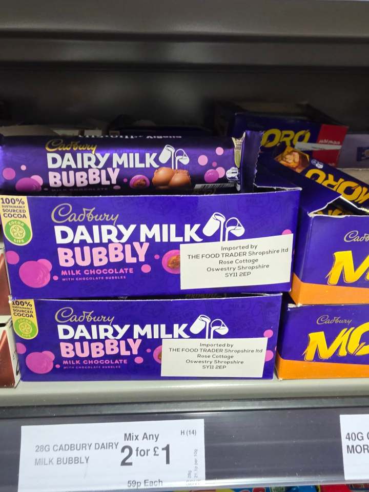 Cadbury Dairy Milk Bubbly chocolate bars for sale. Two for £1.