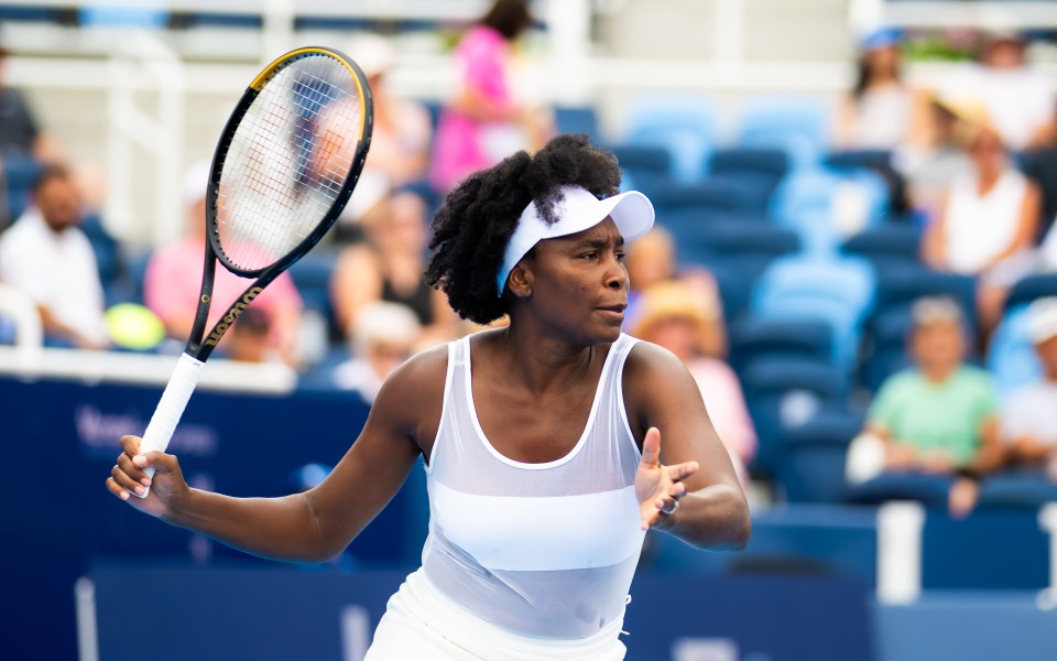 Venus Williams playing tennis.