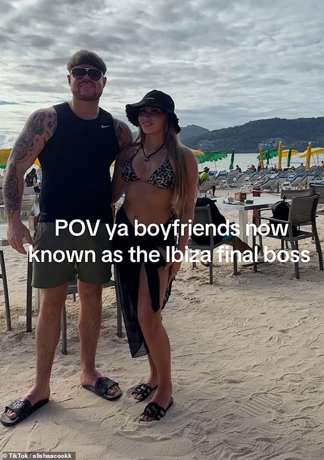 Alisha Cook, who says she is a debt collector, from Durham, has claimed she is the girlfriend of the TikTok sensation dubbed 'Ibiza final boss'