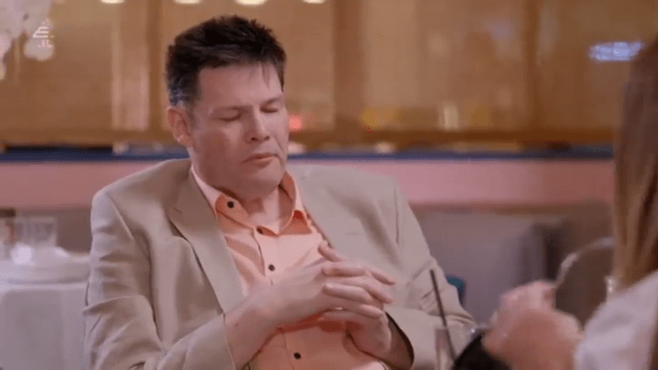 Mark Labbett appearing to fall asleep on a date.