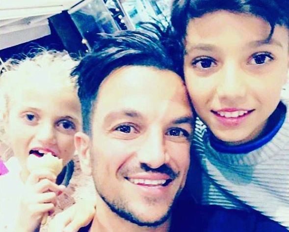 Peter Andre with his children, Junior and Princess.