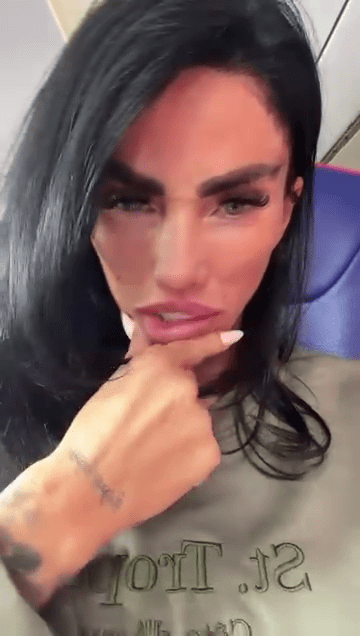Katie Price on a plane.