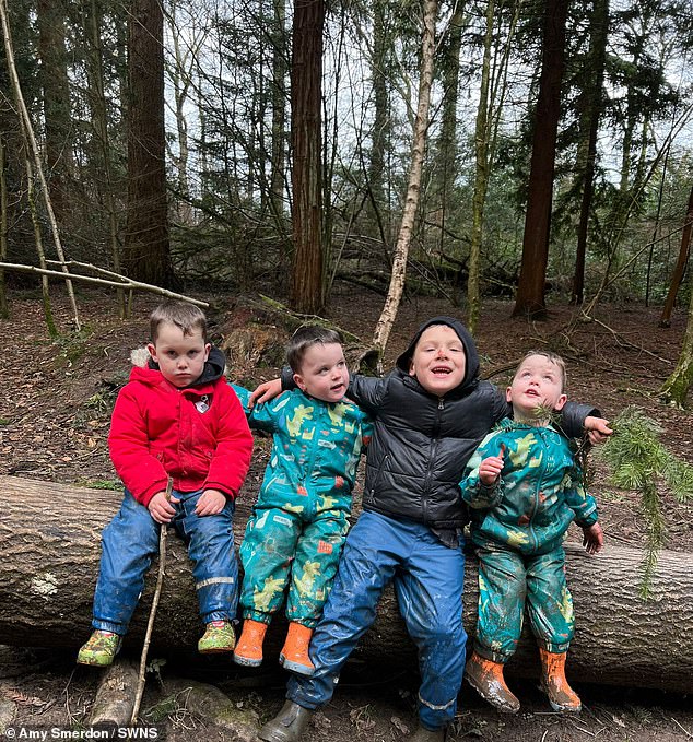 Amy loves that her kids can be 'free' and play outside. Pictured: Amy and Jerry's sons