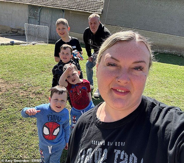 Amy Smerdon, 35, and her husband, Jerry, 53, who have a two son's, aged eight and six, and twin boys, aged five - heard about cheap property in Bulgaria and bought a three-bedroom home for £7k
