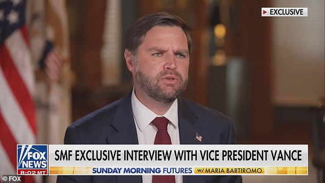 Vice President JD Vance during an appearance on Fox News ' Sunday Morning Futures, Sunday, August 10, 2025