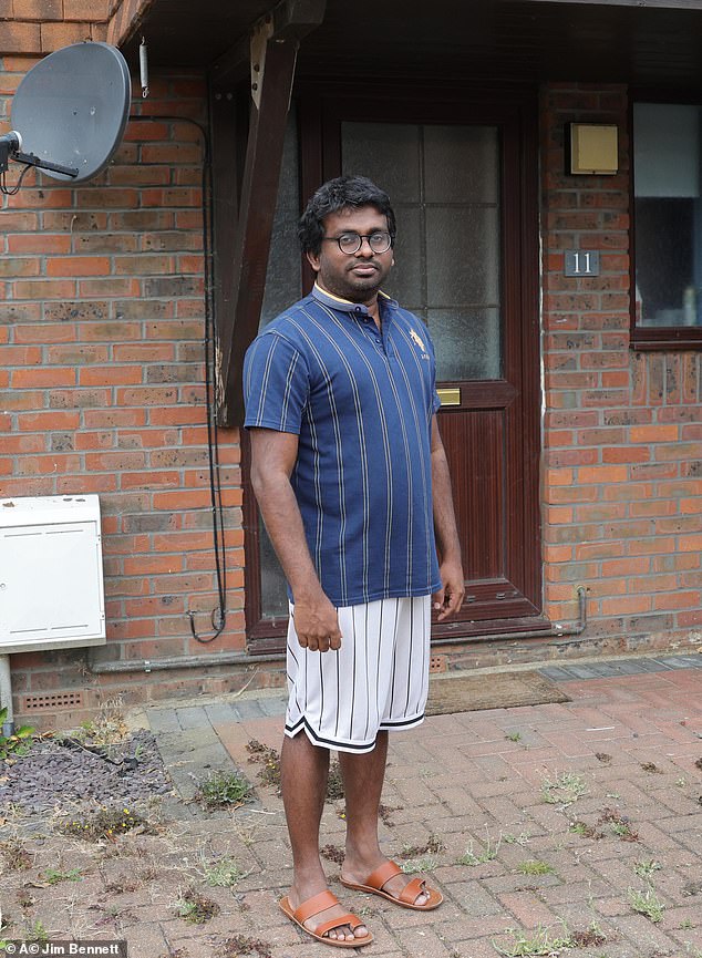 Locals living near Manston Arrivals and Processing Centre in Kent have slashed tens of thousands of pounds off their property value as they cannot sell them. Software engineer Supun Dasanayake (pictured), 37, has been trying to sell his detached family home just yards from the site for a year