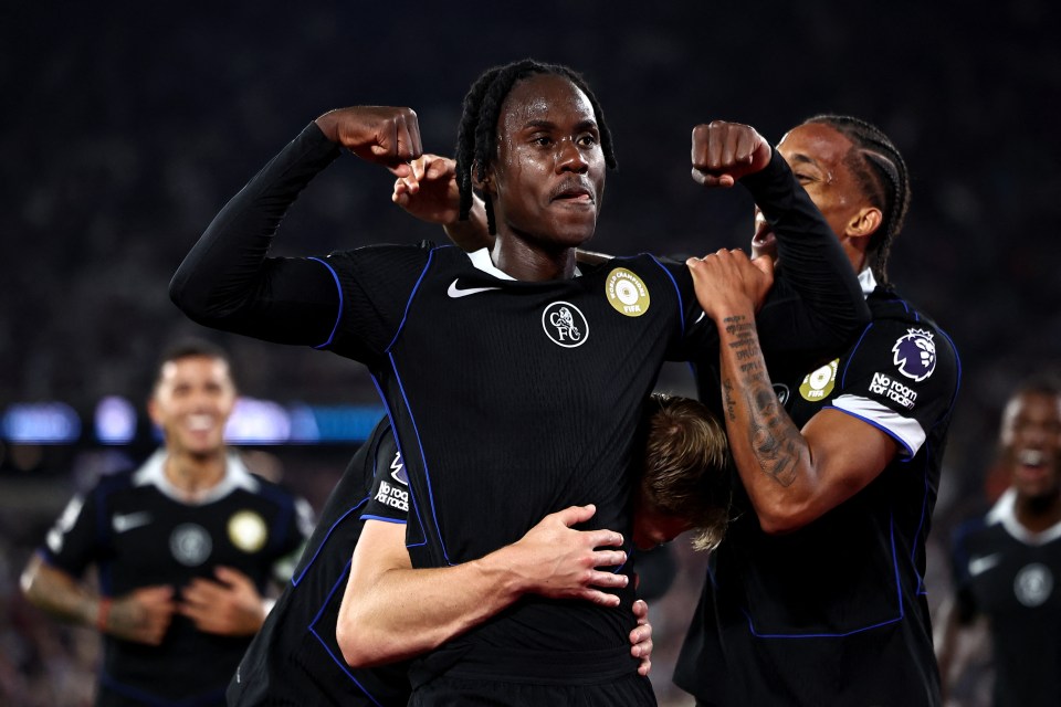 Trevoh Chalobah celebrates a goal.