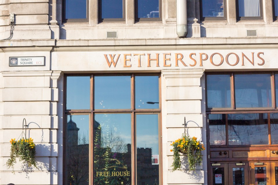 Exterior of a Wetherspoons pub in London.