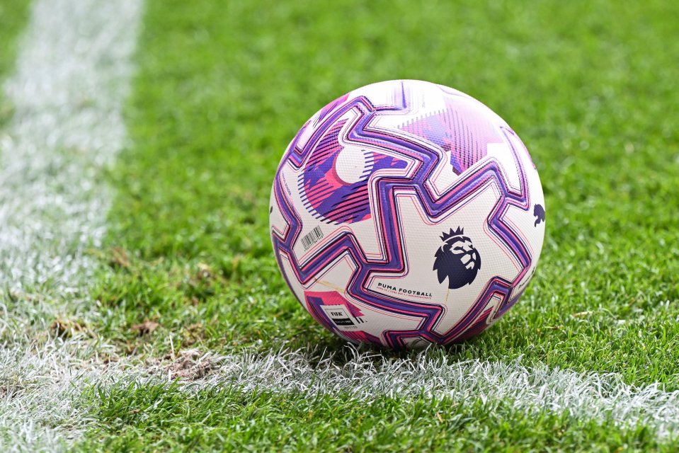 Puma match ball on a football pitch.