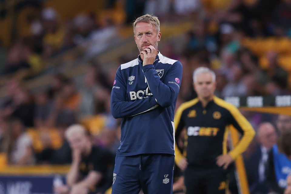 Graham Potter, head coach of West Ham United, at a match.