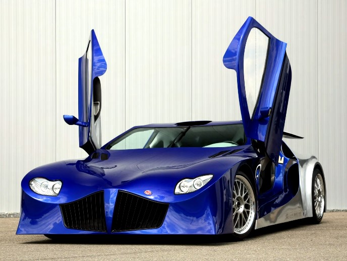 Weber Faster One sports car with doors open.