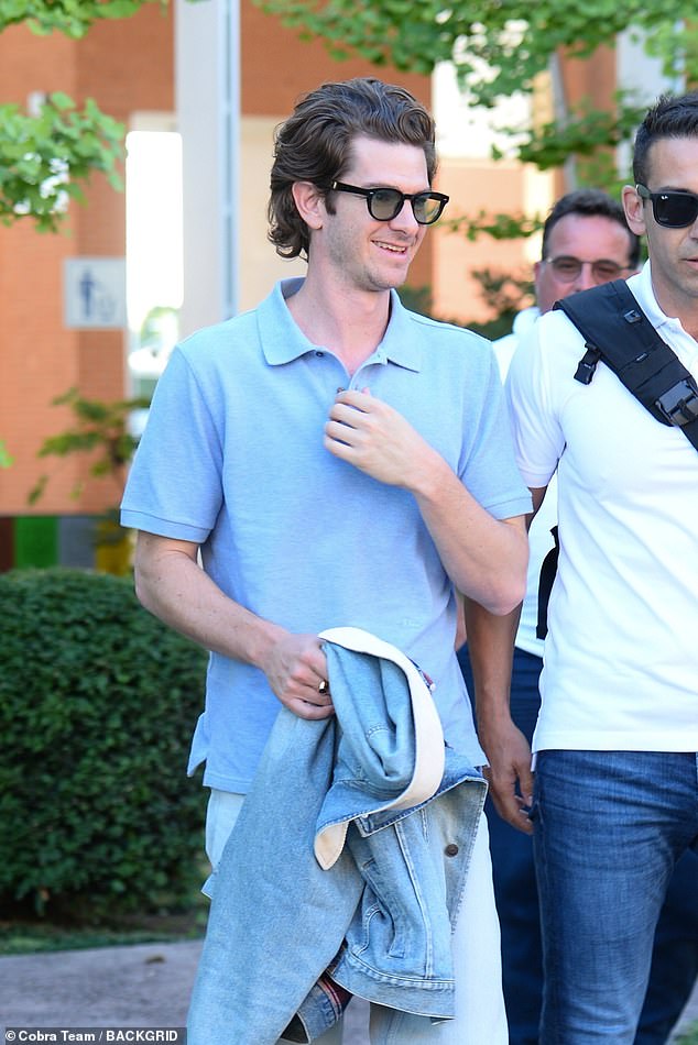 Andrew sported a light blue polo shirt and opted for double denim wearing both light jeans and a cord-collared denim jacket