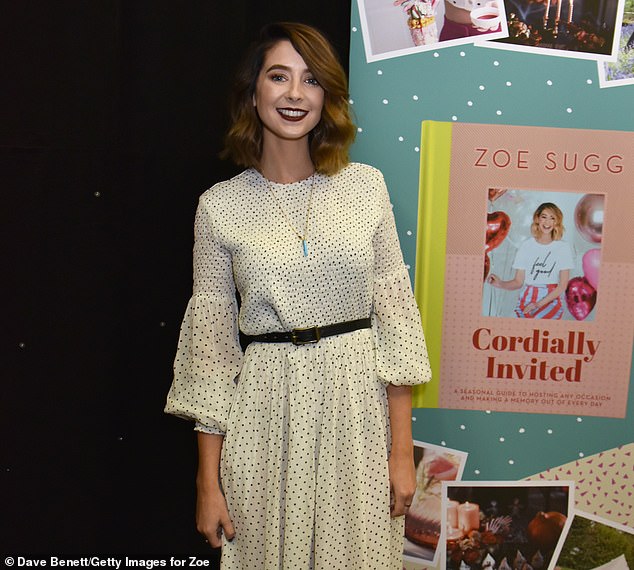 Sugg wrote several fiction books and the hardback party planning guide Cordially Invited, which was panned for its basic advice such as how to make a sandwich (pictured at a launch event in 2018)