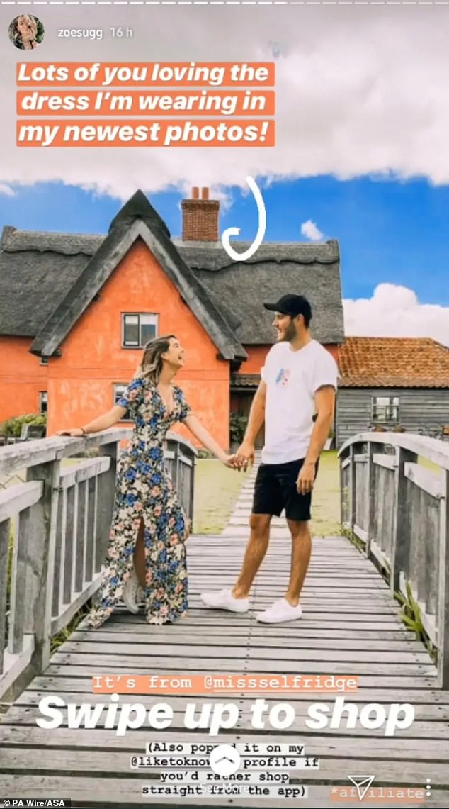 Sugg was blasted by advertising watchdogs over this post about an Asos dress, which regulators said did not make clear it was an advertisement