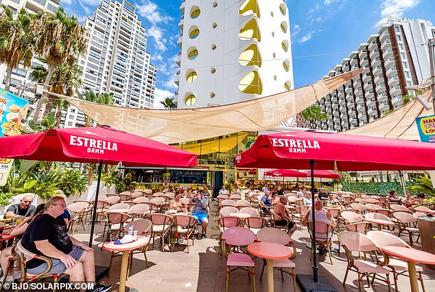 Images from earlier this month in show empty chairs outside bars and space on beaches in Benidorm - rare for this time of year when they are usually rammed with tourists