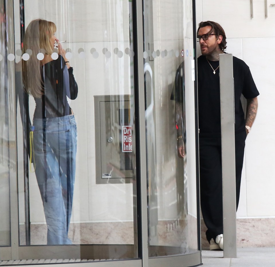 Pete Wicks and Olivia Attwood outside a recording studio in London.
