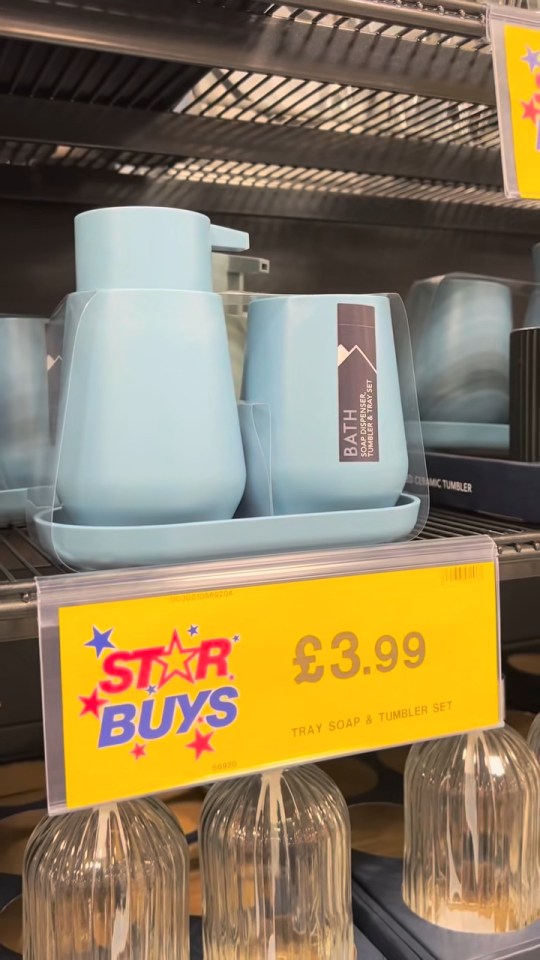Blue tray soap and tumbler set, £3.99.