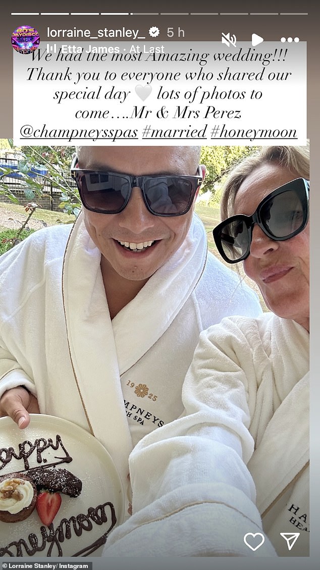 Lorraine tied the knot with long-term partner Mark Perez in a picturesque country ceremony in Hertfordshire on Thursday, and has since been enjoying a honeymoon spa break