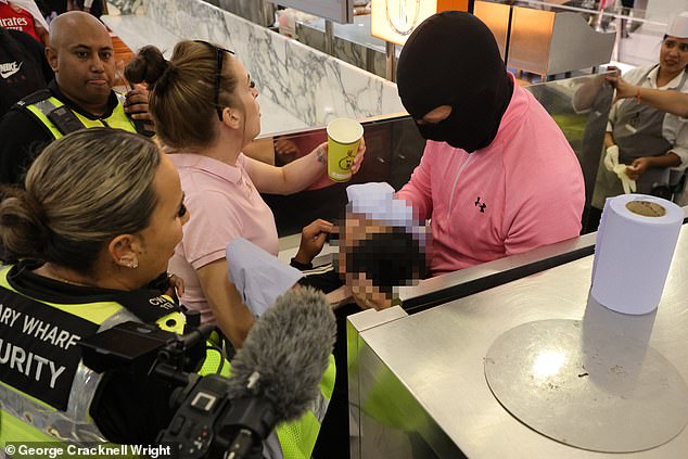 A child was caught with pepper spray as police apprehended a protester who was witnessed committing an assault on a member of the public by officers