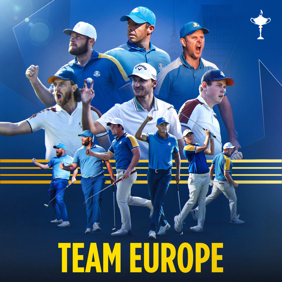 Collage of Team Europe golfers.