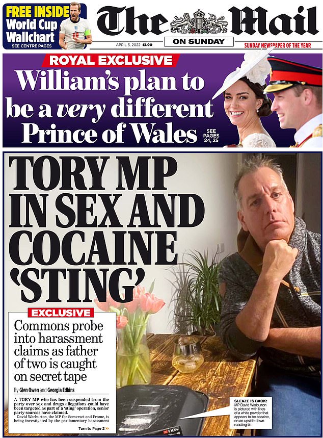 However, his political career came crashing down around him after being accused of sexual harassment and drug abuse (pictured is the Daily Mail's front page at the time of the scandal)