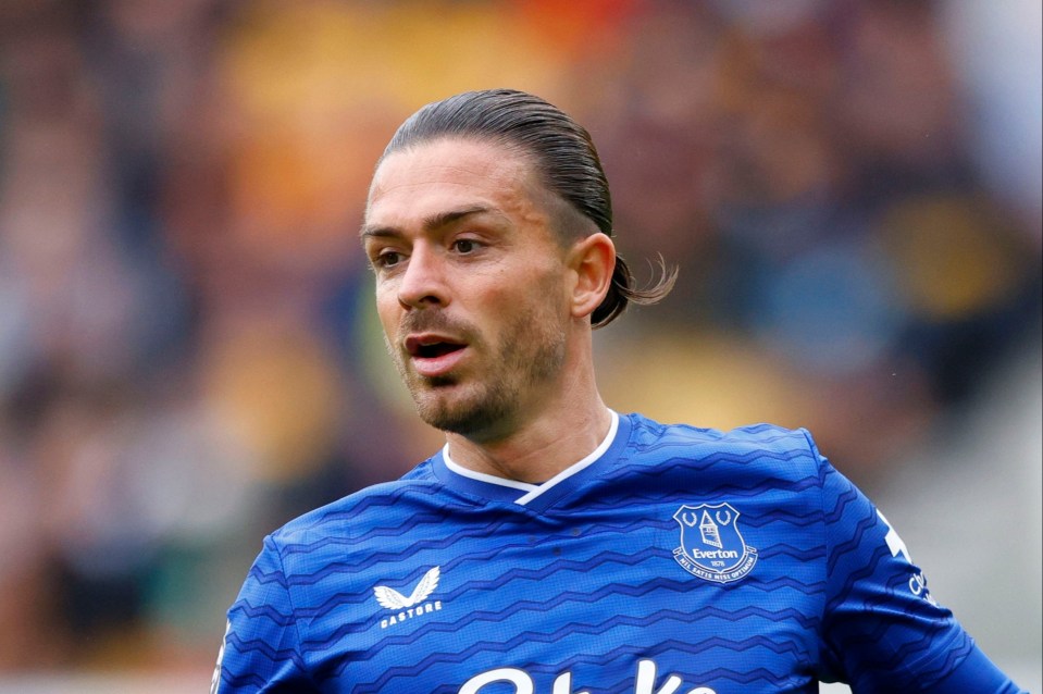 Jack Grealish of Everton during a soccer match.