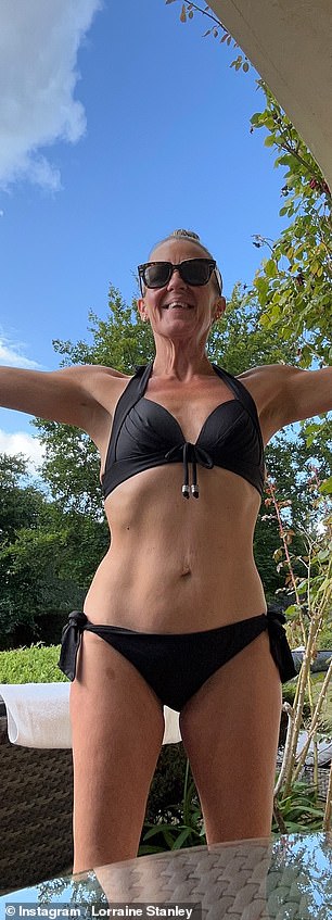 And the actress also showed off her slimmed-down physique as she slipped into a tiny bikini