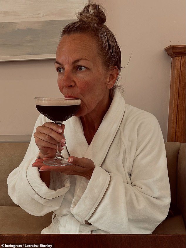 . While Lorraine added snaps of Mark enjoying a relaxing dip in a huge jacuzzi and her sipping on an espresso martini