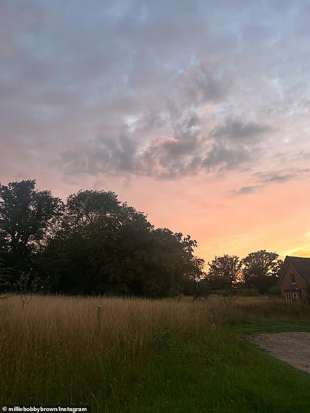 And there was an image of a field and brick home at sunset