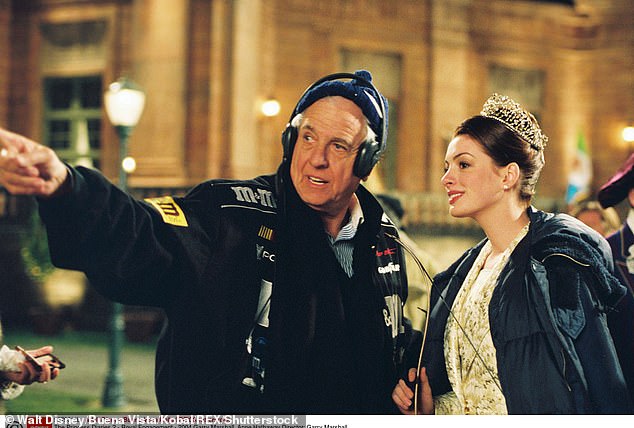 The superstar also reflected on her Princess Diaries stumble during a 2020 tribute to the late director Marshall, who passed away in 2016 at the age of 81; (on set of The Princess Diaries 2 in 2004)