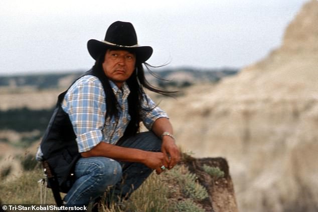 The star is pictured in 1992 film Thunderheart