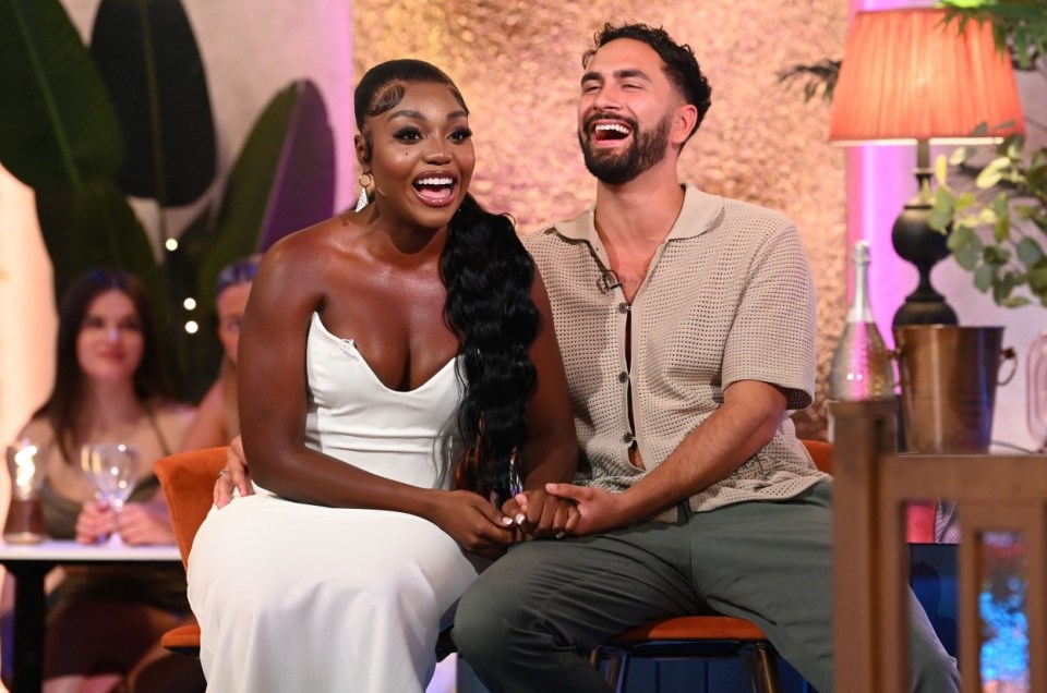 Editorial use only Mandatory Credit: Photo by Jonathan Hordle/Shutterstock (14042404av) Whitney Adebayo and Lochan Nowack 'Love Island: The Reunion' TV Show, Series 10, London, UK - 06 Aug 2023