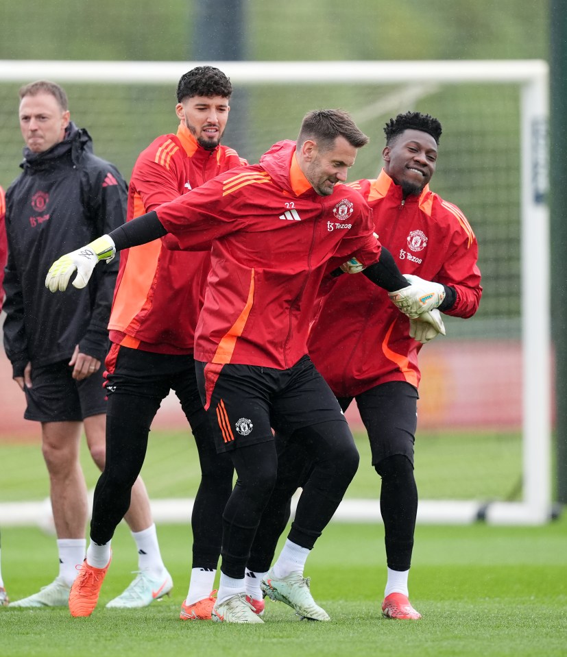 Manchester United goalkeepers training.