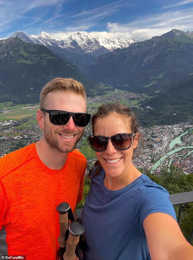 Gardner is pictured with his wife, Lauren Gardner, who is also the mother to his two children, aged 13 and 11. He sent a harrowing text to her on July 29 that he 'was more exhausted than expected'