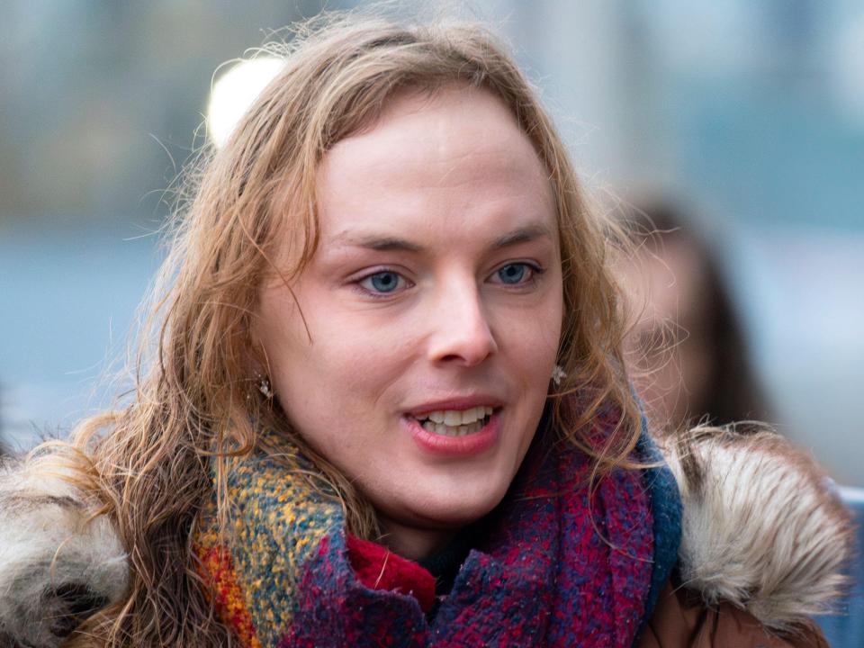 Dr. Beth Upton arriving at an employment tribunal.