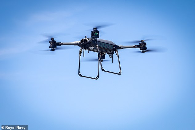 Military top brass hope to expand the use of drones like the T-150 to cut costs of delivering supplies ship-to-ship by the air, which is traditionally carried out by helicopters