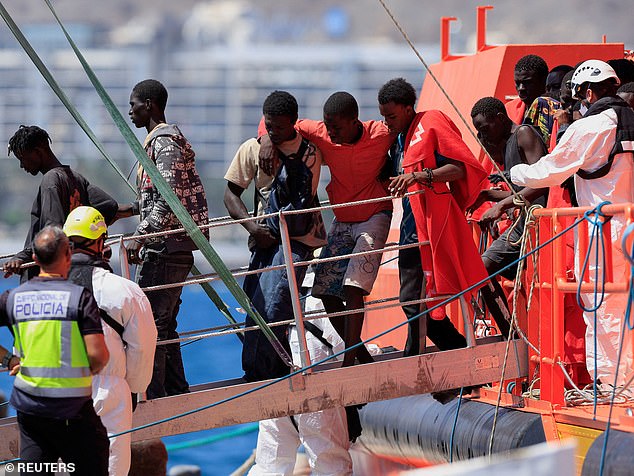 In 2024, Spain received a record number of migrants who crossed illegally via sea, with more than 61,000 people having arrived on boat. File photo: Migrants disembark from a Spanish coast guard vessel at the port of Arguineguin, on the island of Gran Canaria. Spain, August 24, 2025