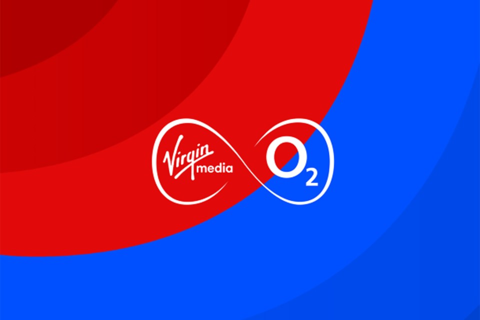Virgin Media and O2 logos intertwined.