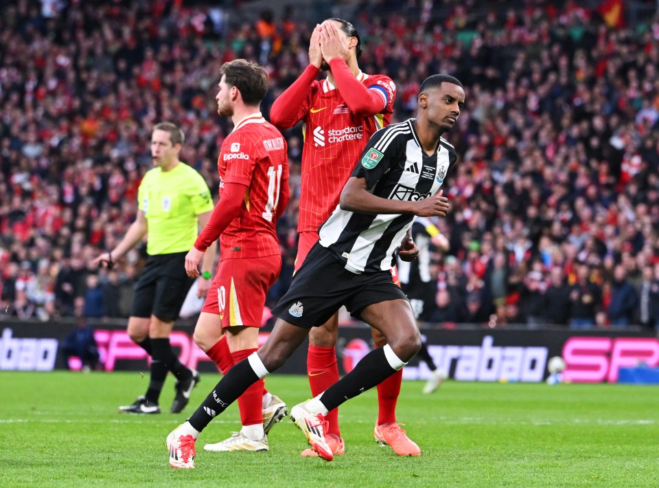 Alexander Isak of Newcastle United celebrates scoring a goal.